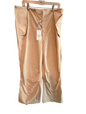 Halara XXL Beige Wide-Leg Pants XXL With Drawstring Waist & Pocket- hiking outdo